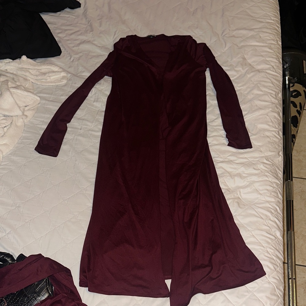 Elegant Burgundy Long Sleeve jumpsuit set